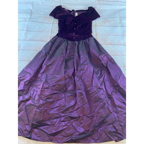 Vintage Renesciance Alfred Angelo Purple Velvet Dress - 13/14 - Picture 4 of 16